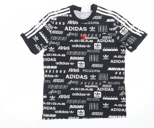 Adidas Men's Black Graphic Print Crew Neck Short Sleeve T-Shirt XS