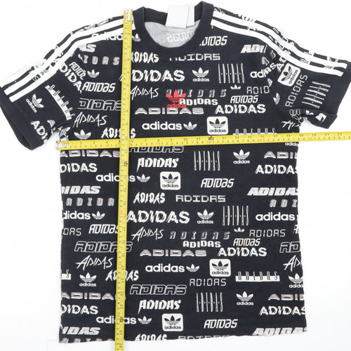 Adidas Men's Black Graphic Print Crew Neck Short Sleeve T-Shirt XS