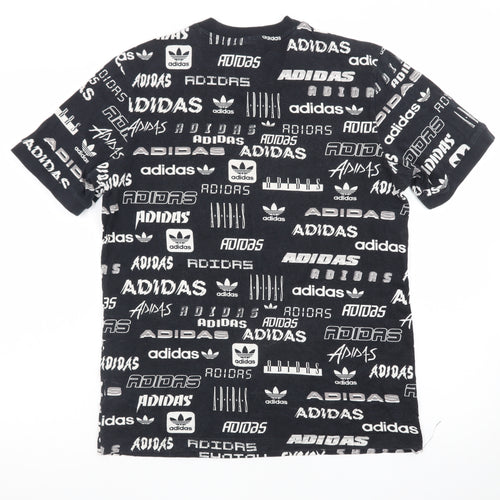 Adidas Men's Black Graphic Print Crew Neck Short Sleeve T-Shirt XS
