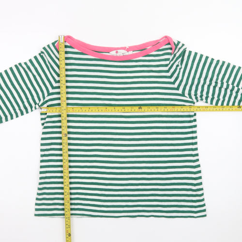 Boden Women’s Green White Striped Boat Neck Cotton Top UK 14
