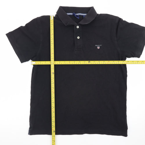 GANT Men's Black Cotton Polo Shirt Size L Short Sleeve Classic Fit