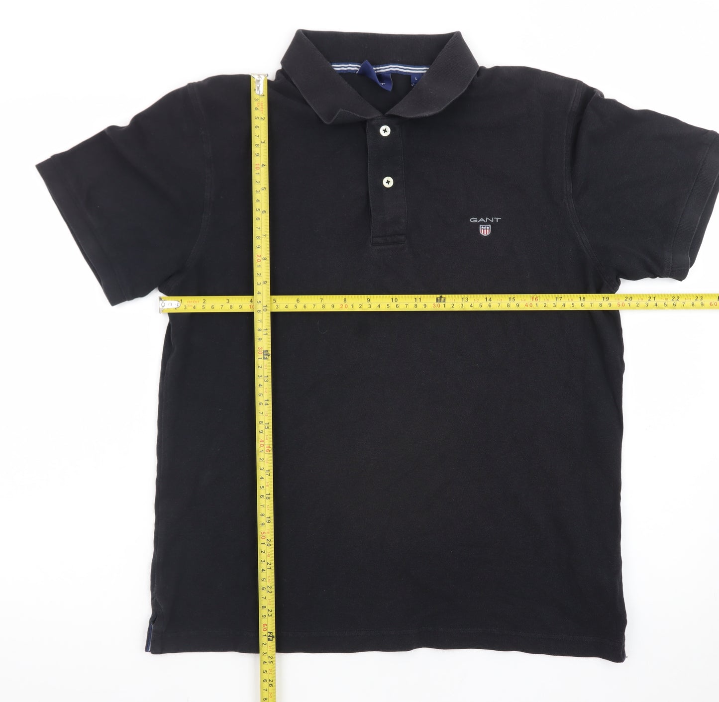 GANT Men's Black Cotton Polo Shirt Size L Short Sleeve Classic Fit