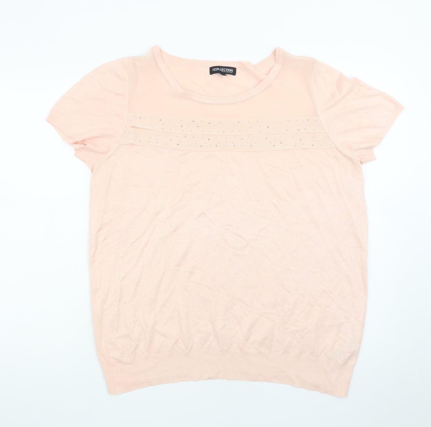 The Collection Debenhams Women’s Pink Beaded Short Sleeve Knit Top Size 18