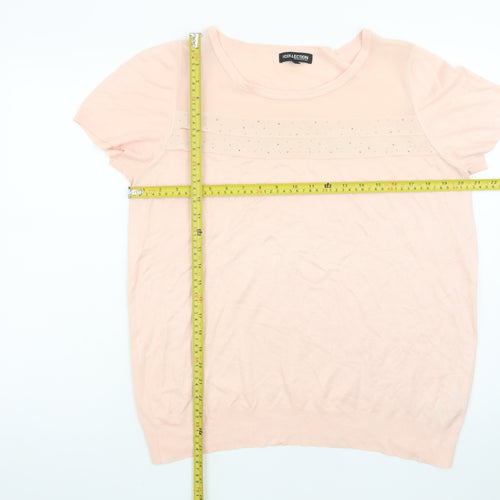 The Collection Debenhams Women’s Pink Beaded Short Sleeve Knit Top Size 18
