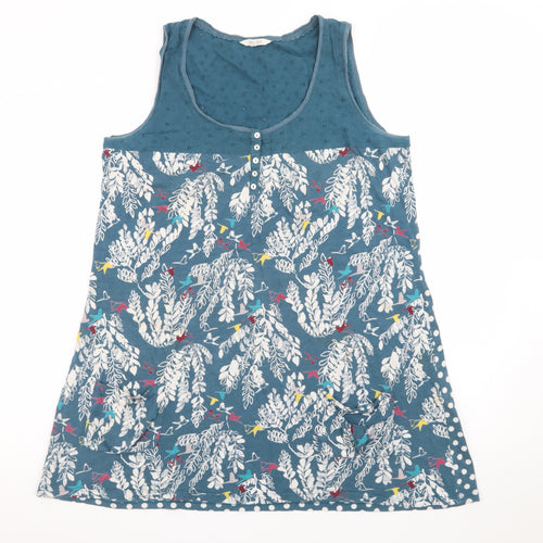 White Stuff Women's Blue Floral A-Line Sleeveless Dress Size 14
