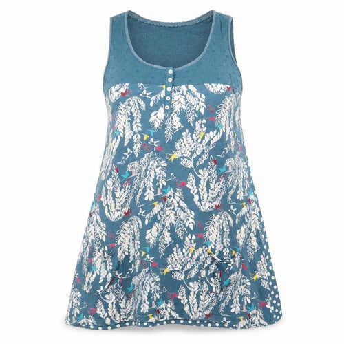 White Stuff Women's Blue Floral A-Line Sleeveless Dress Size 14