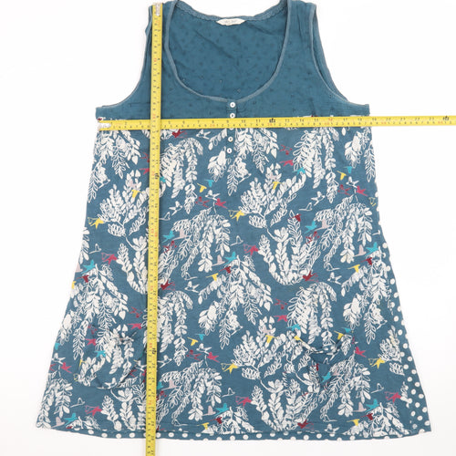 White Stuff Women's Blue Floral A-Line Sleeveless Dress Size 14
