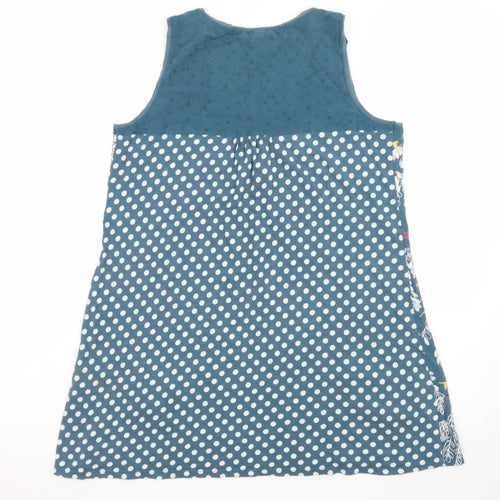 White Stuff Women's Blue Floral A-Line Sleeveless Dress Size 14