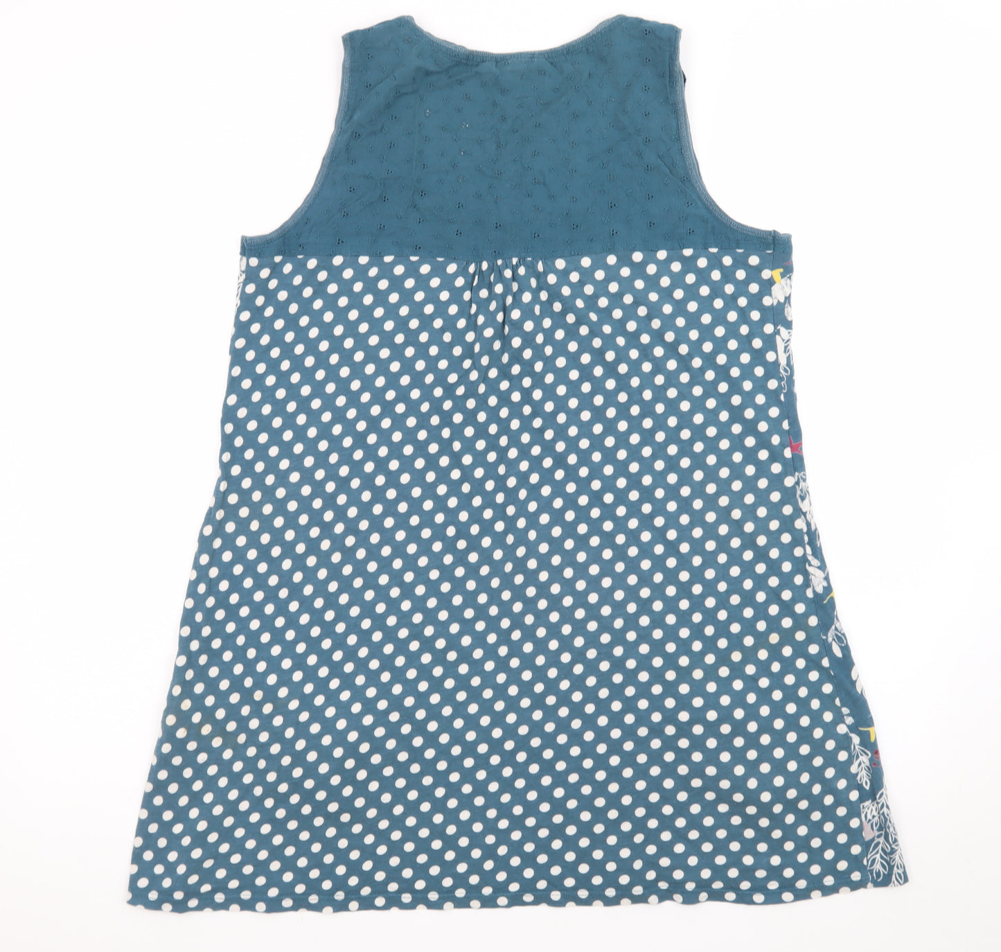 White Stuff Women's Blue Floral A-Line Sleeveless Dress Size 14