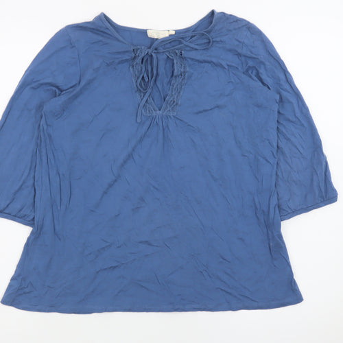 New Look Women's Blue 3/4 Sleeve Tunic Blouse UK 14