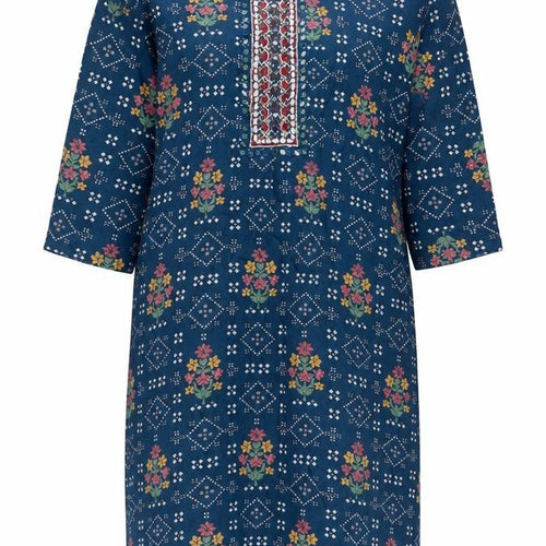 +Color Women Blue Floral Embroidered Shift Dress XL