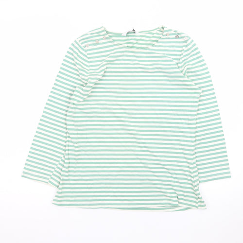 Principles Petite Women’s Green White Striped Cotton Long Sleeve Top Size 12