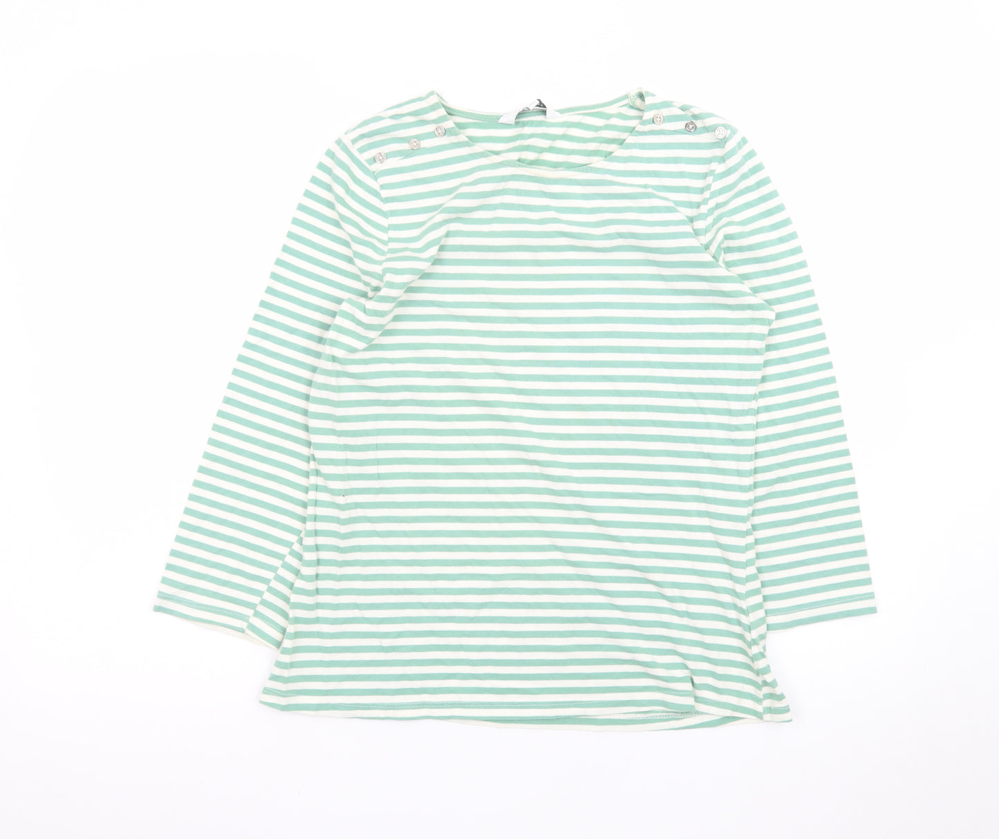 Principles Petite Women’s Green White Striped Cotton Long Sleeve Top Size 12
