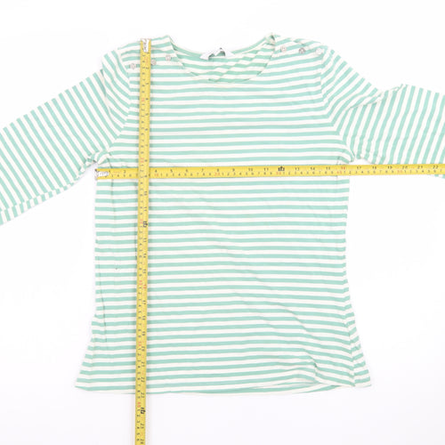 Principles Petite Women’s Green White Striped Cotton Long Sleeve Top Size 12