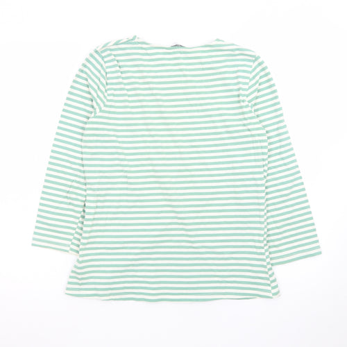 Principles Petite Women’s Green White Striped Cotton Long Sleeve Top Size 12