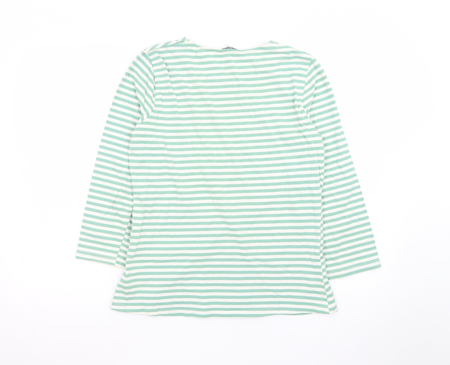Principles Petite Women’s Green White Striped Cotton Long Sleeve Top Size 12
