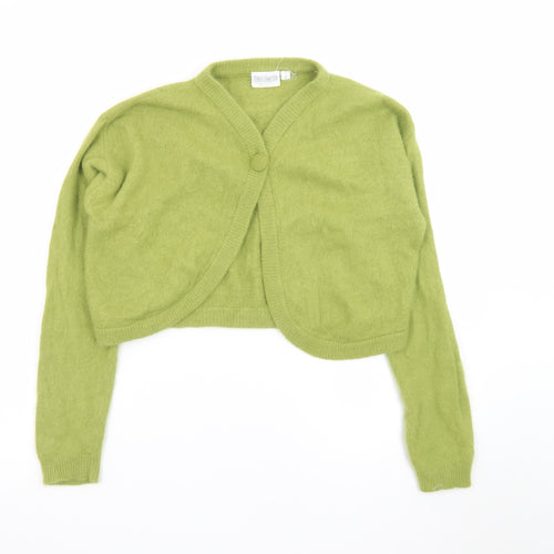 French Connection Women Green Angora Wool Shrug Cardigan M