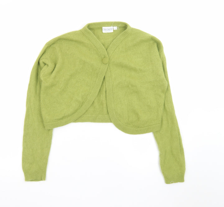 French Connection Women Green Angora Wool Shrug Cardigan M