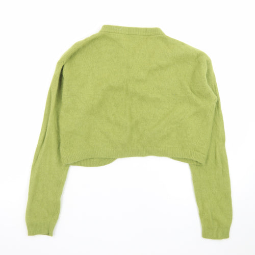 French Connection Women Green Angora Wool Shrug Cardigan M