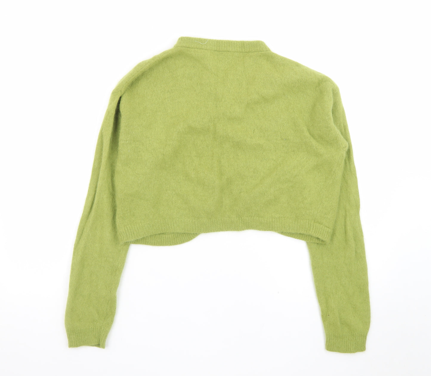 French Connection Women Green Angora Wool Shrug Cardigan M