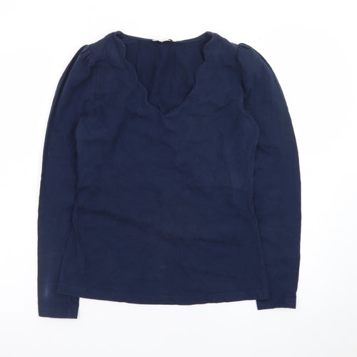 Love & Roses Women's Blue Cotton V-Neck Long Sleeve Blouse UK 8