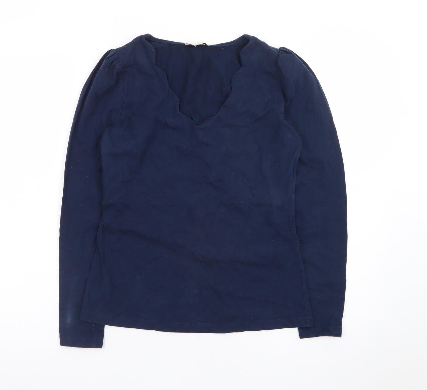 Love & Roses Women's Blue Cotton V-Neck Long Sleeve Blouse UK 8