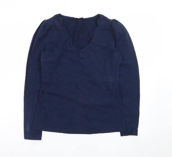Love & Roses Women's Blue Cotton V-Neck Long Sleeve Blouse UK 8