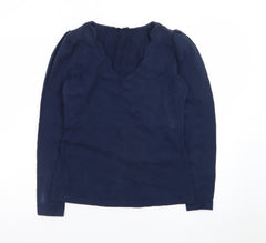 Love & Roses Women's Blue Cotton V-Neck Long Sleeve Blouse UK 8
