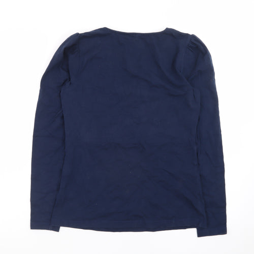 Love & Roses Women's Blue Cotton V-Neck Long Sleeve Blouse UK 8