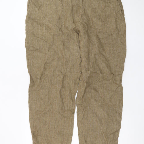 Zara Men Beige Linen Chino Trousers Size 36 Regular Fit