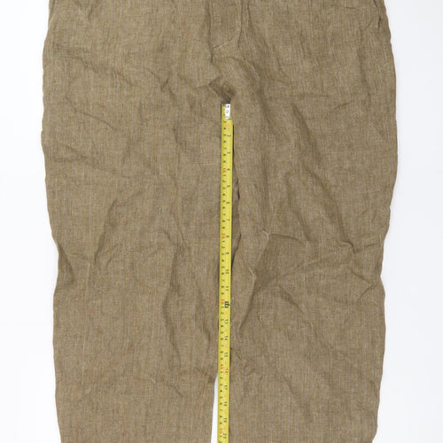 Zara Men Beige Linen Chino Trousers Size 36 Regular Fit