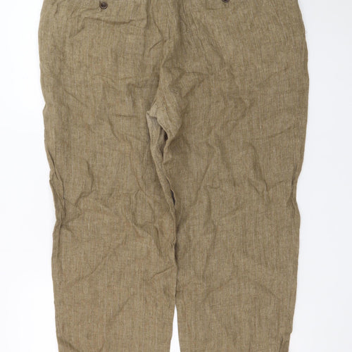 Zara Men Beige Linen Chino Trousers Size 36 Regular Fit