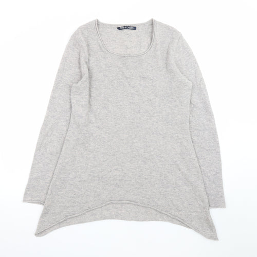 WoolOvers Women Grey Merino Wool Cashmere Tunic Jumper Size L