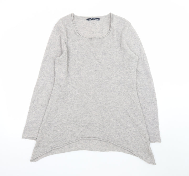 WoolOvers Women Grey Merino Wool Cashmere Tunic Jumper Size L