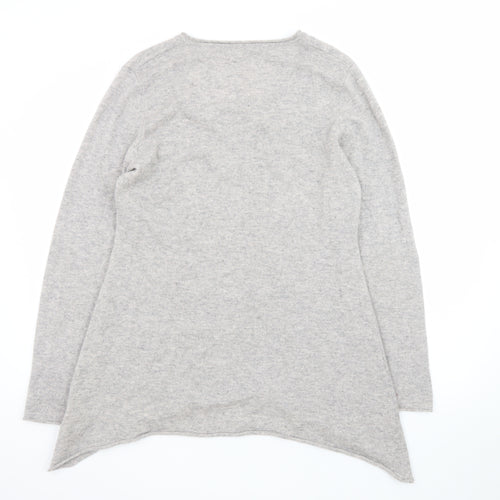 WoolOvers Women Grey Merino Wool Cashmere Tunic Jumper Size L