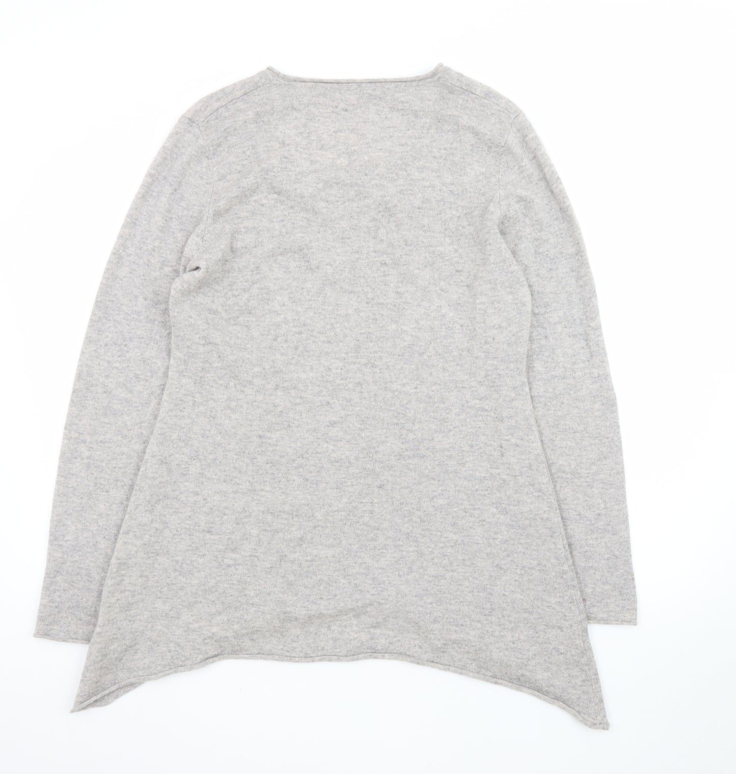 WoolOvers Women Grey Merino Wool Cashmere Tunic Jumper Size L