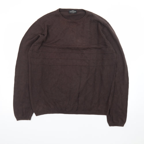 Next Men's Brown Cotton Knitwear Jumper Size L Crew Neck