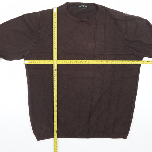 Next Men's Brown Cotton Knitwear Jumper Size L Crew Neck