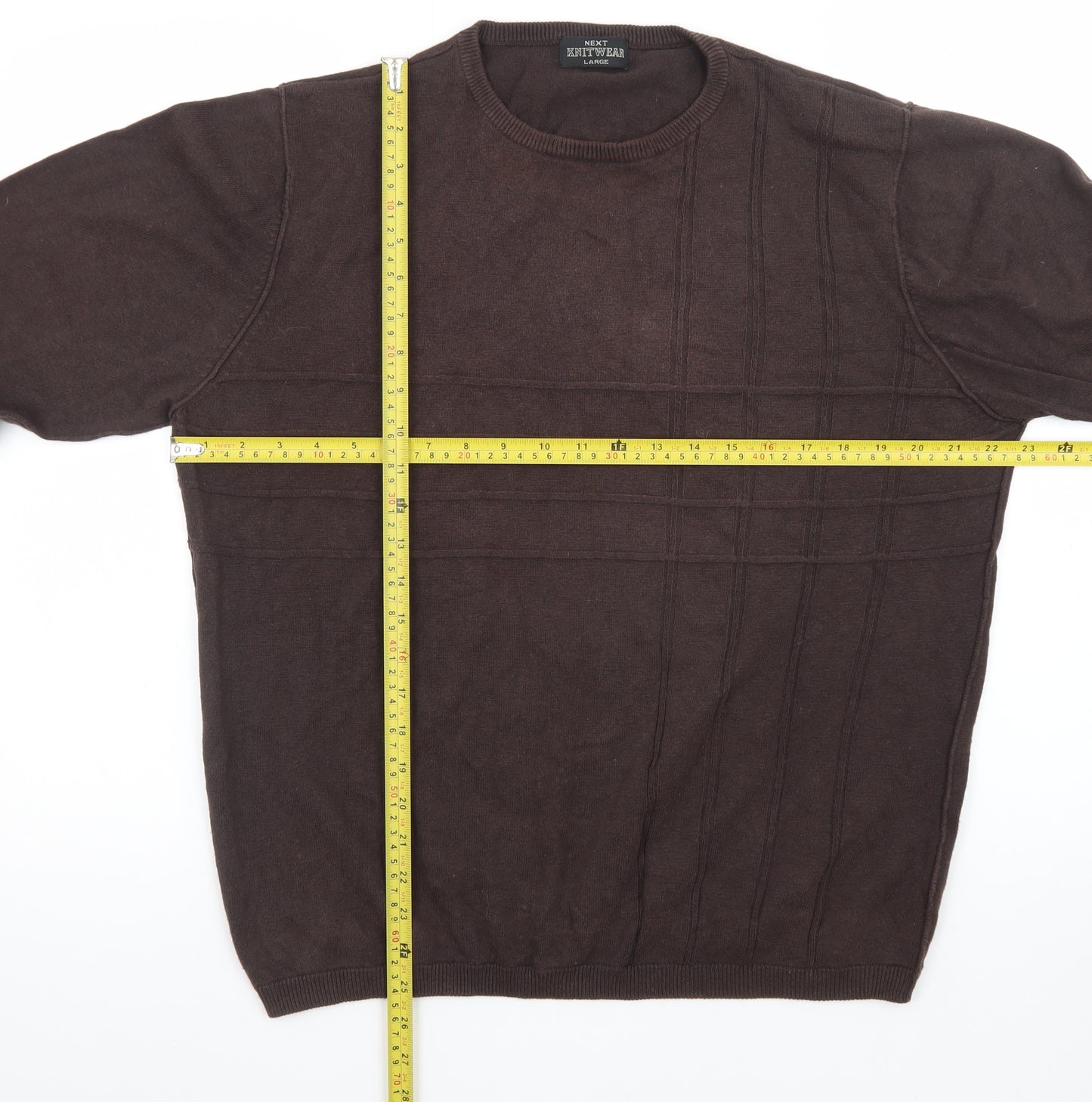Next Men's Brown Cotton Knitwear Jumper Size L Crew Neck
