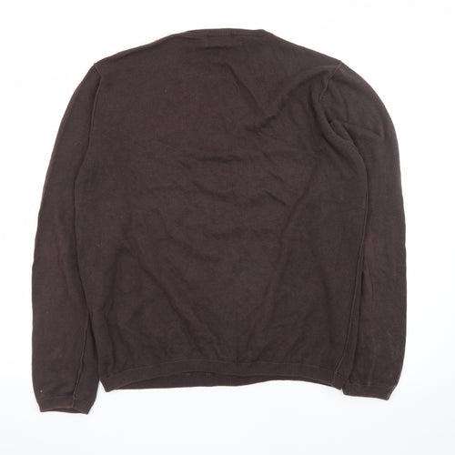 Next Men's Brown Cotton Knitwear Jumper Size L Crew Neck