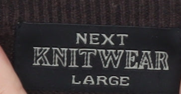 Next Men's Brown Cotton Knitwear Jumper Size L Crew Neck