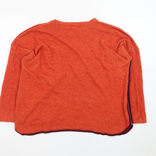 White Stuff Womens Orange Crew Neck Button Pullover Jumper UK 18