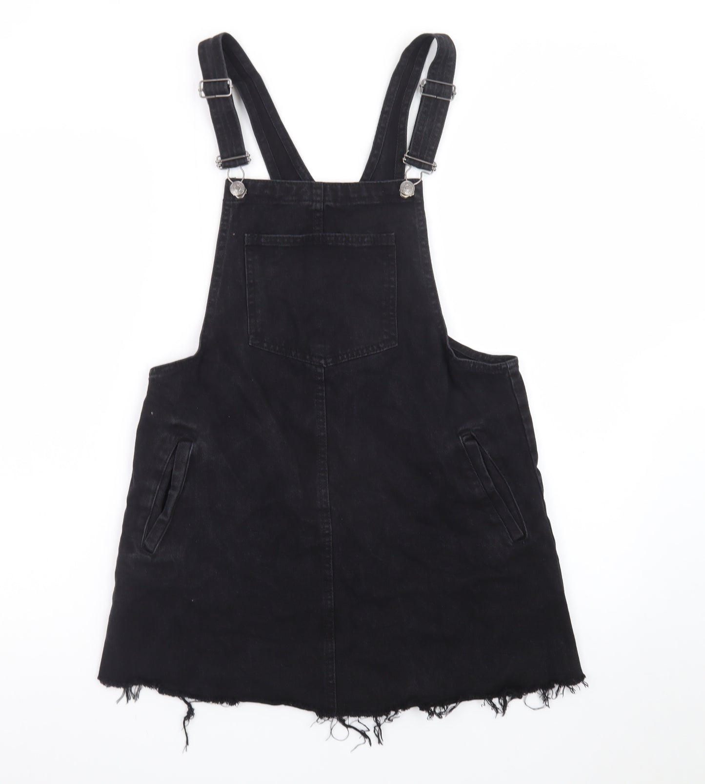 Pull&Bear Women Black Denim Pinafore Dress Size 12 Casual