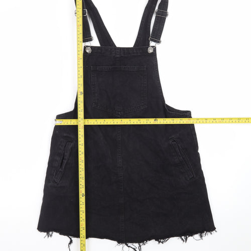 Pull&Bear Women Black Denim Pinafore Dress Size 12 Casual