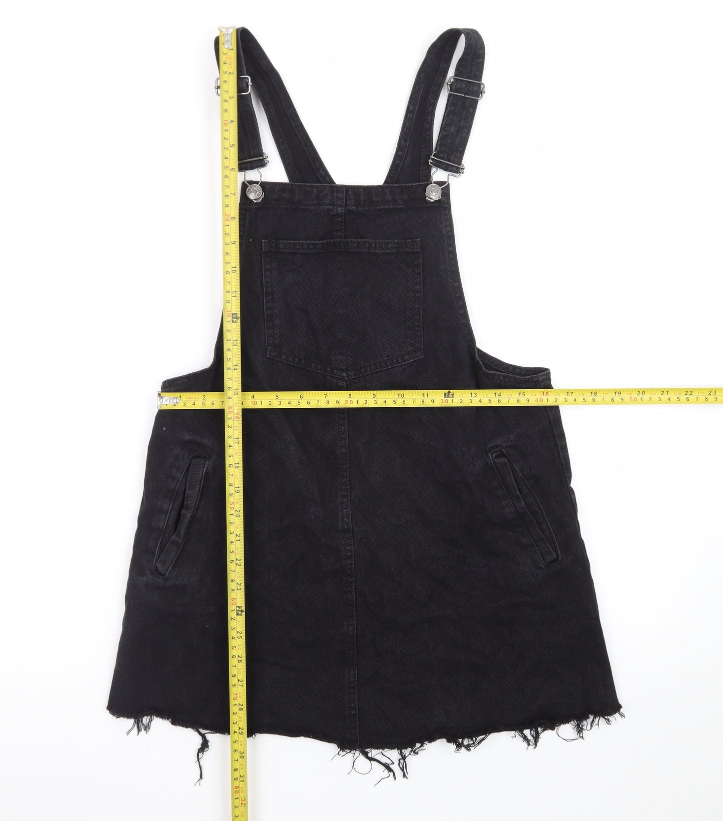 Pull&Bear Women Black Denim Pinafore Dress Size 12 Casual