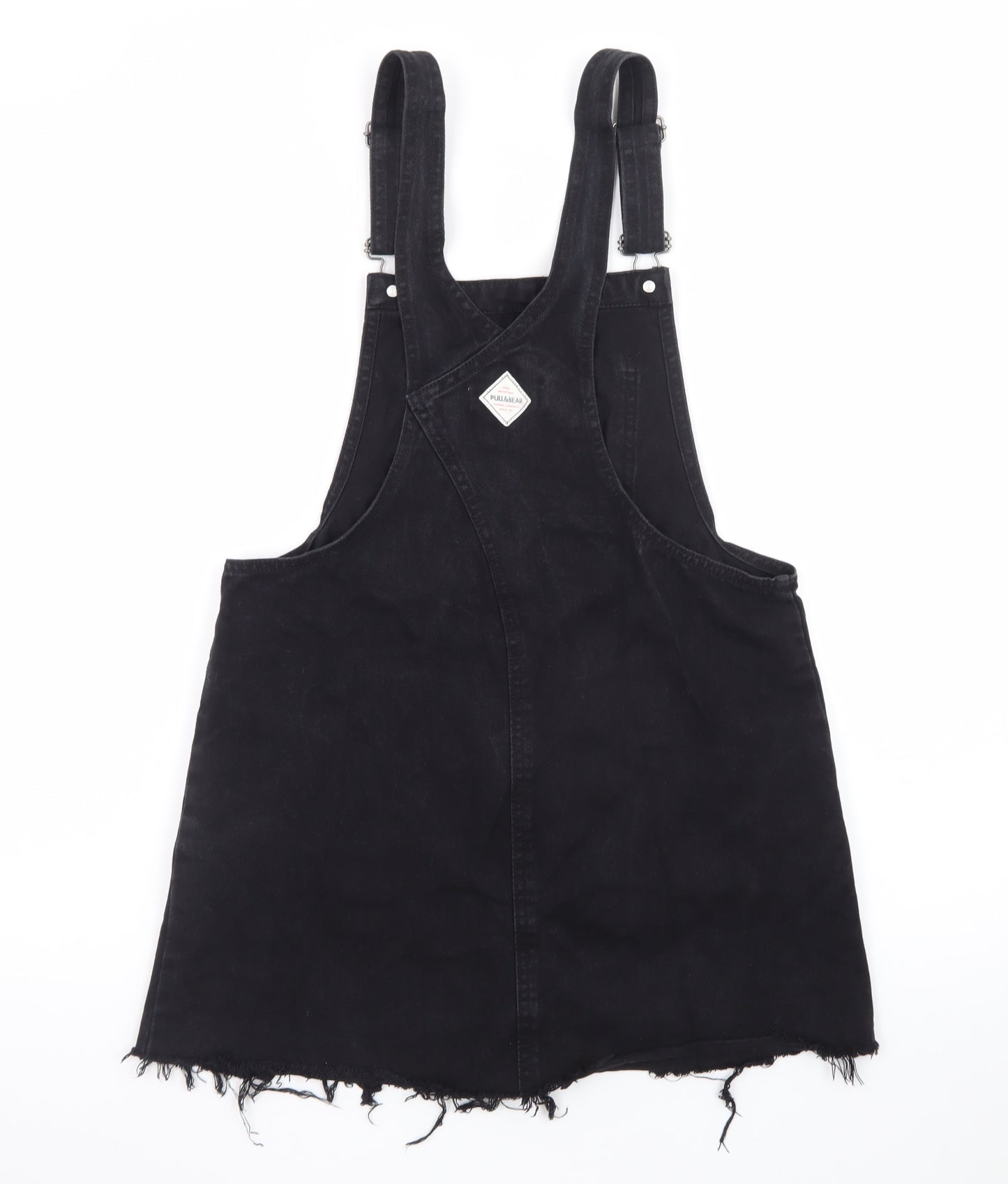 Pull&Bear Women Black Denim Pinafore Dress Size 12 Casual