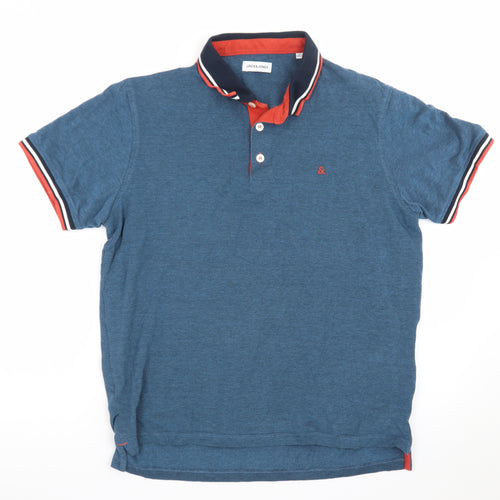 Jack & Jones Men’s Blue Cotton Polo Shirt XL Classic Fit