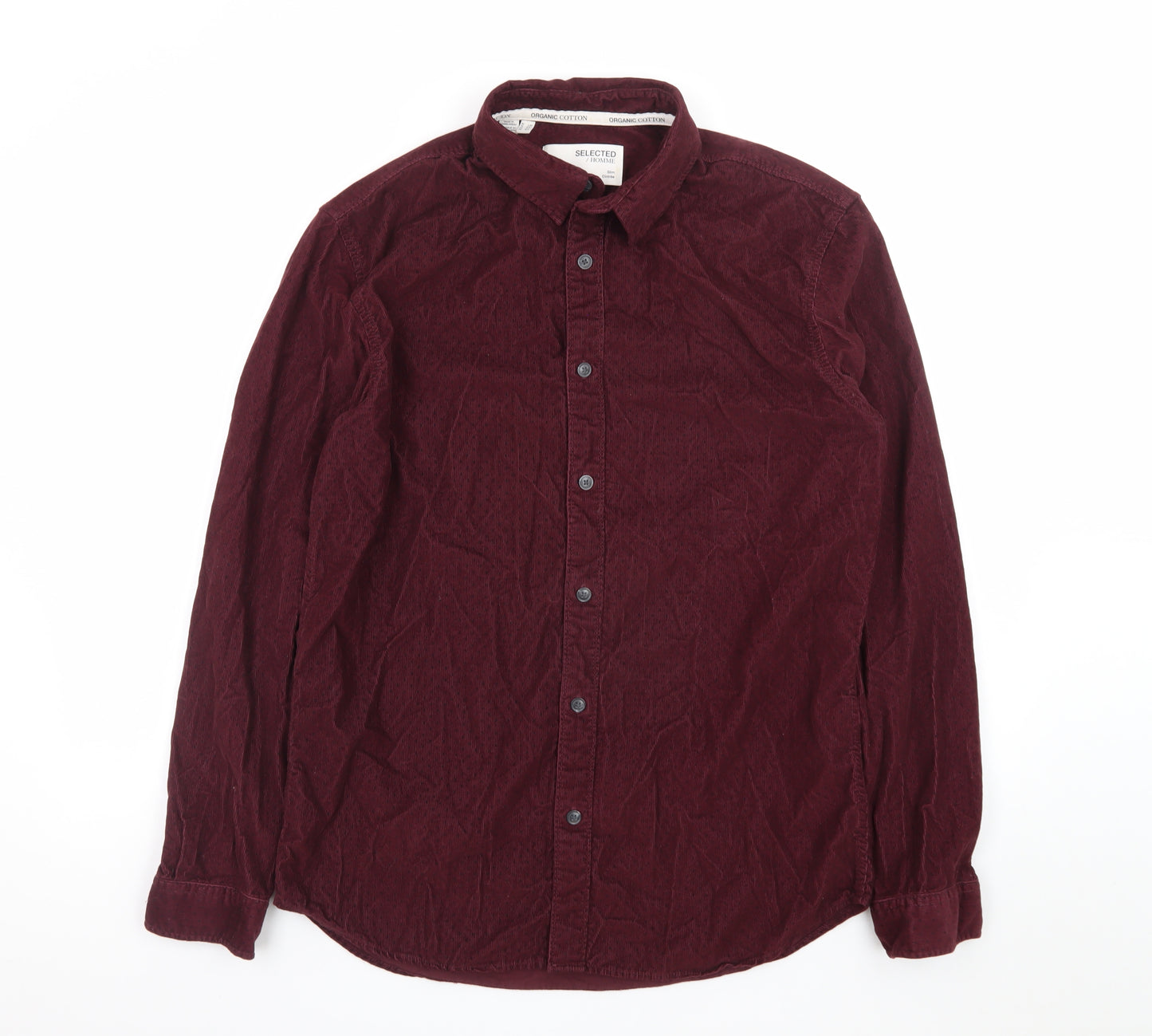 Selected Homme Men's Burgundy Slim Fit Cord Shirt L 16.5in