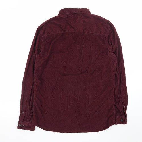Selected Homme Men's Burgundy Slim Fit Cord Shirt L 16.5in