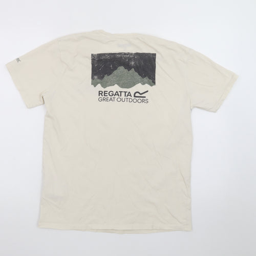 Regatta Men's Beige Graphic Outdoor Crew Neck Cotton T-Shirt M